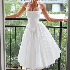 Babyboo White Halter Midi Dress